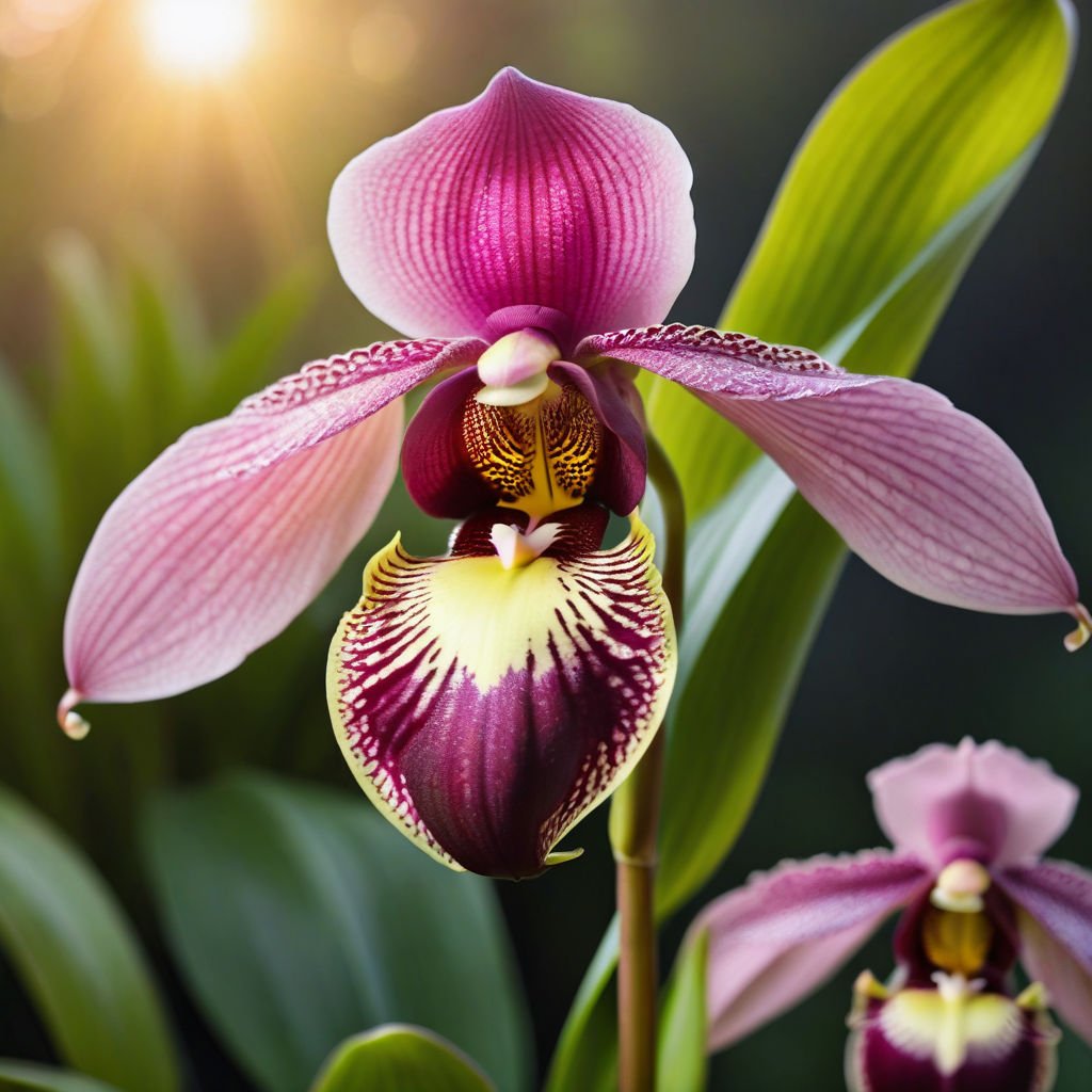 Paphiopedilum, commonly known as the Lady Slipper orchid