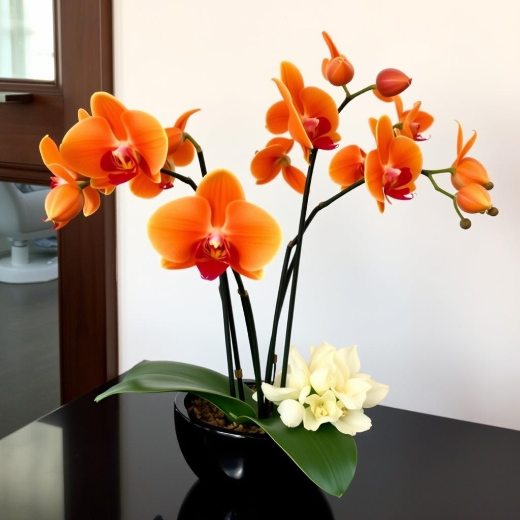 Orange orchid arrangement for autumn