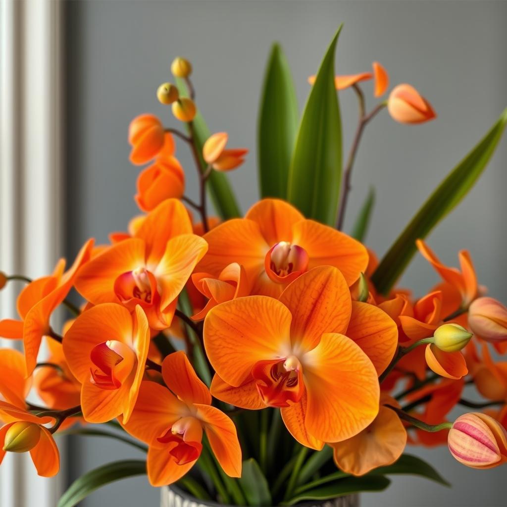 Orange orchid arrangement for autumn