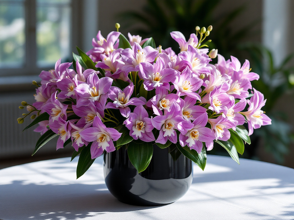 Cymbidium orchids in flower arrangements