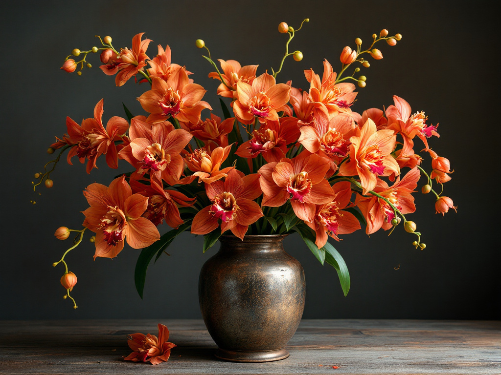 Cymbidium orchids in flower arrangements