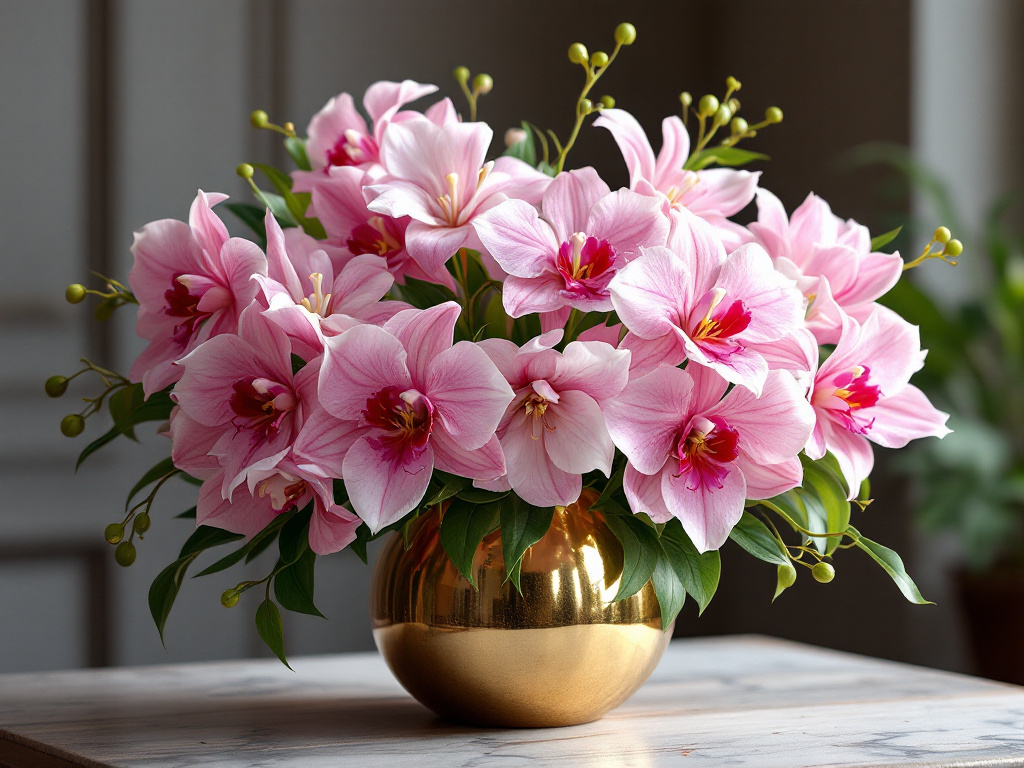 Cymbidium orchids in flower arrangements