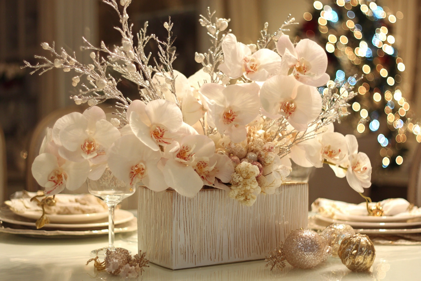 Elegant Christmas Orchid Arrangements for Your Dining Table