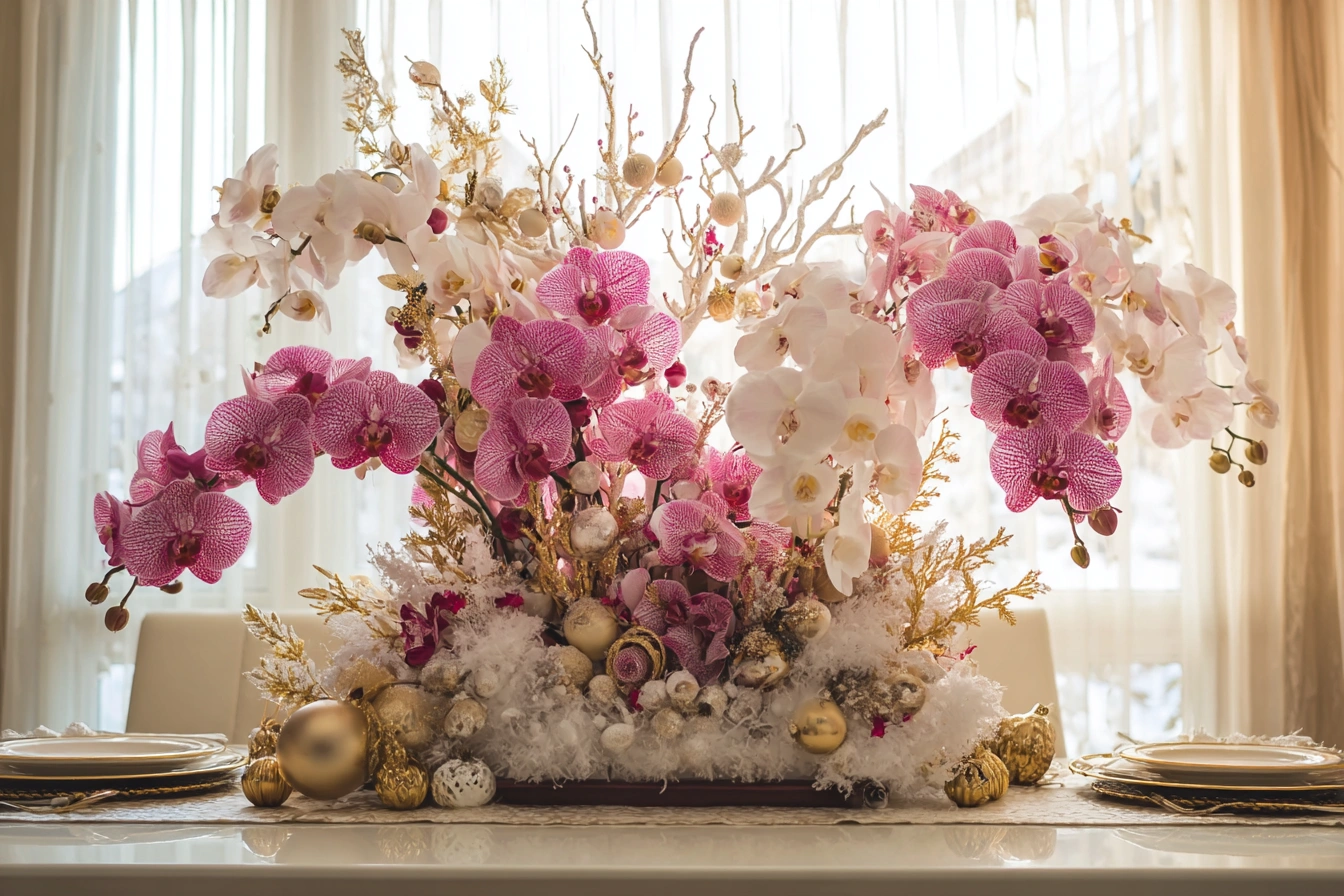 Elegant Christmas Orchid Arrangements for Your Dining Table