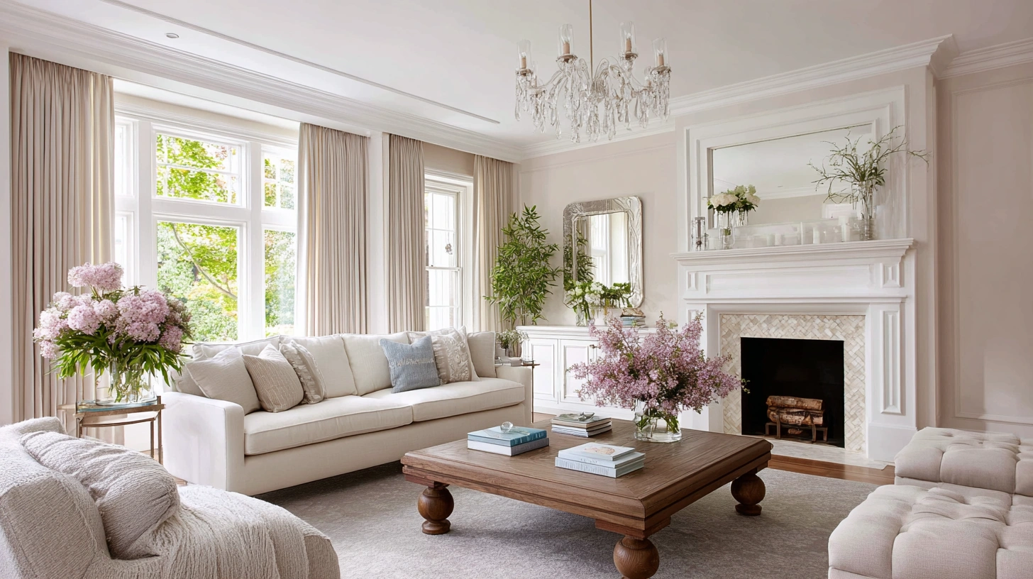Elevate Your Living Room Stylish Interior Design and Perfect Flower Arrangements