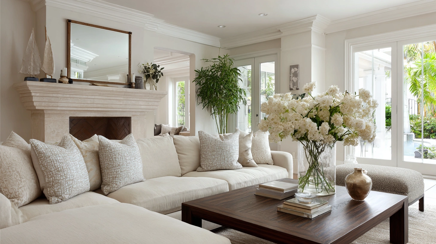 Elevate Your Living Room Stylish Interior Design and Perfect Flower Arrangements