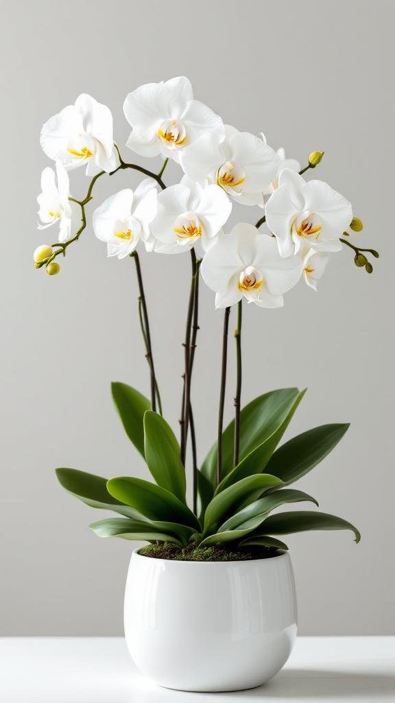 Spring orchid plant arrangements as a gift
