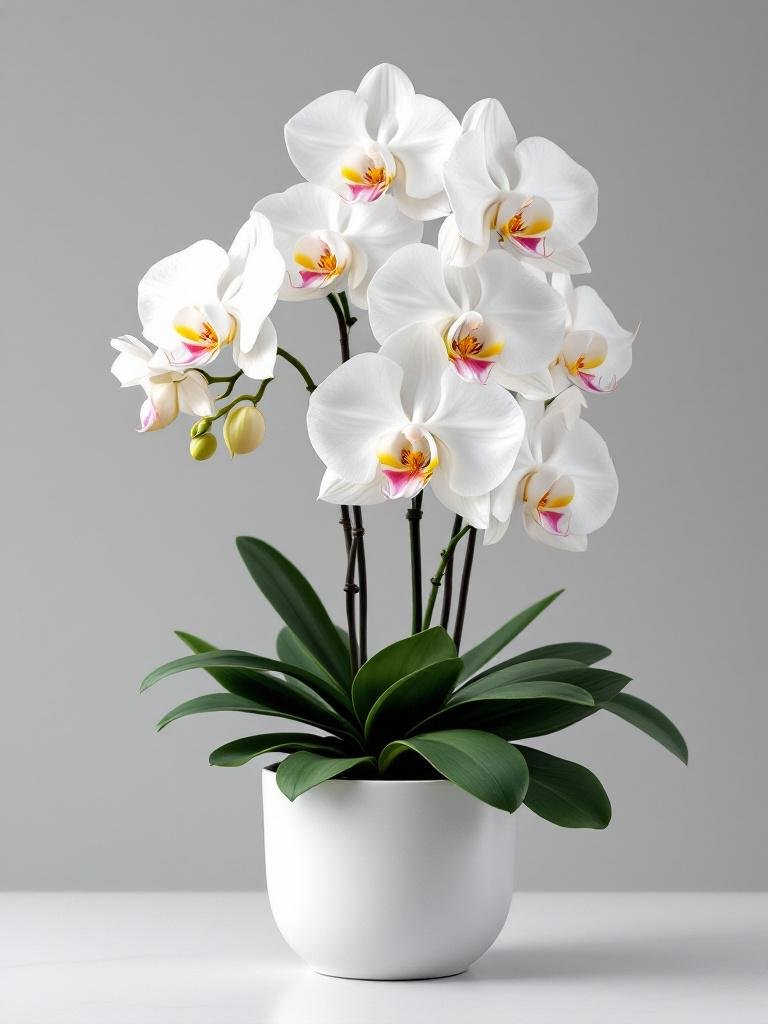 Spring orchid plant arrangements as a gift